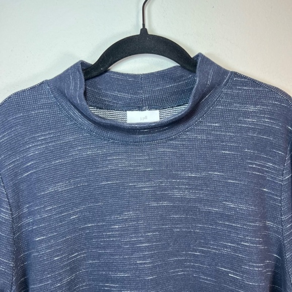 J. Jill Thermal Mock Neck Shirt Blue Cinched Hem Long Sleeves Kangaroo Pocket XL - Picture 7 of 12